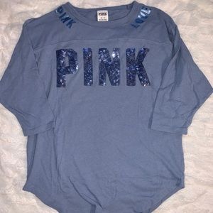 PINK sequins quarter length sleeve tee